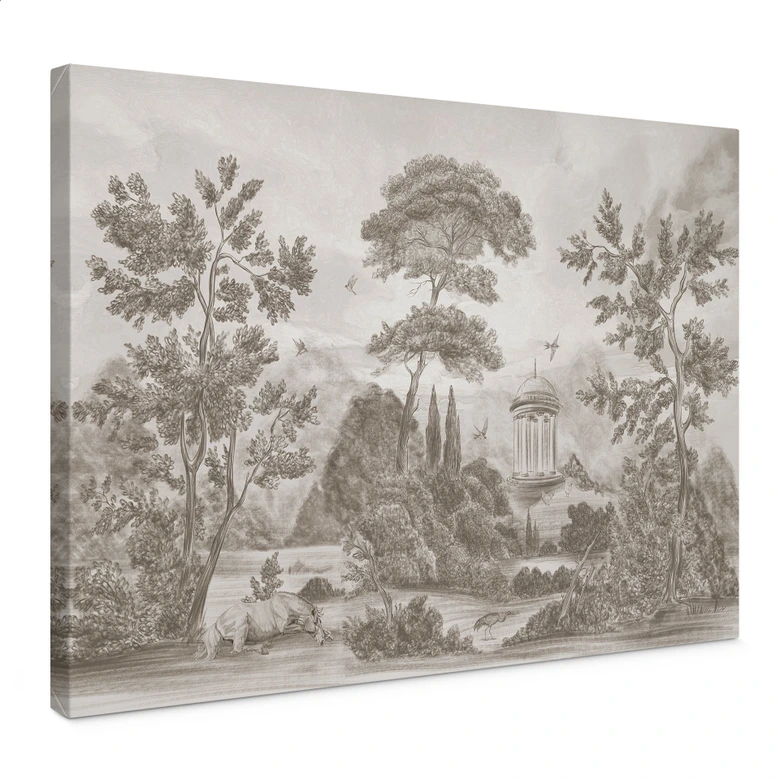 Leinwandbild Landschaft mit Gartenlandschaft in Beige - Ms Tiff 