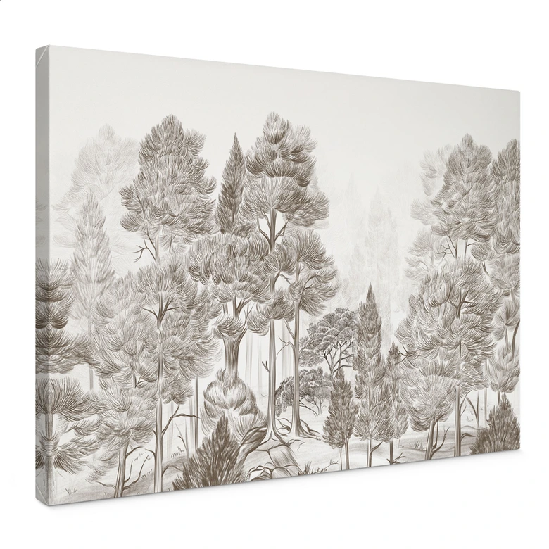 Leinwandbild Wald mit Waldlandschaft in Beige - Ms Tiff 