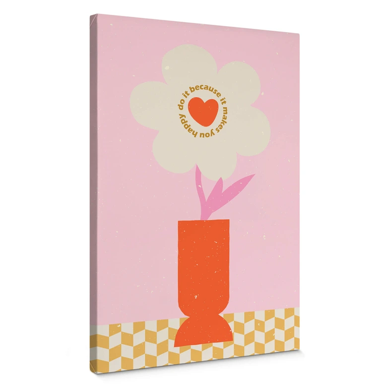 Canvas NKTN - Retro Bloem: Do it Because it Makes you Happy 