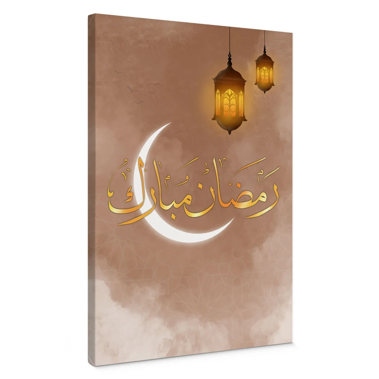 Canvasbillede Ramadan Mubarak med lanterner 