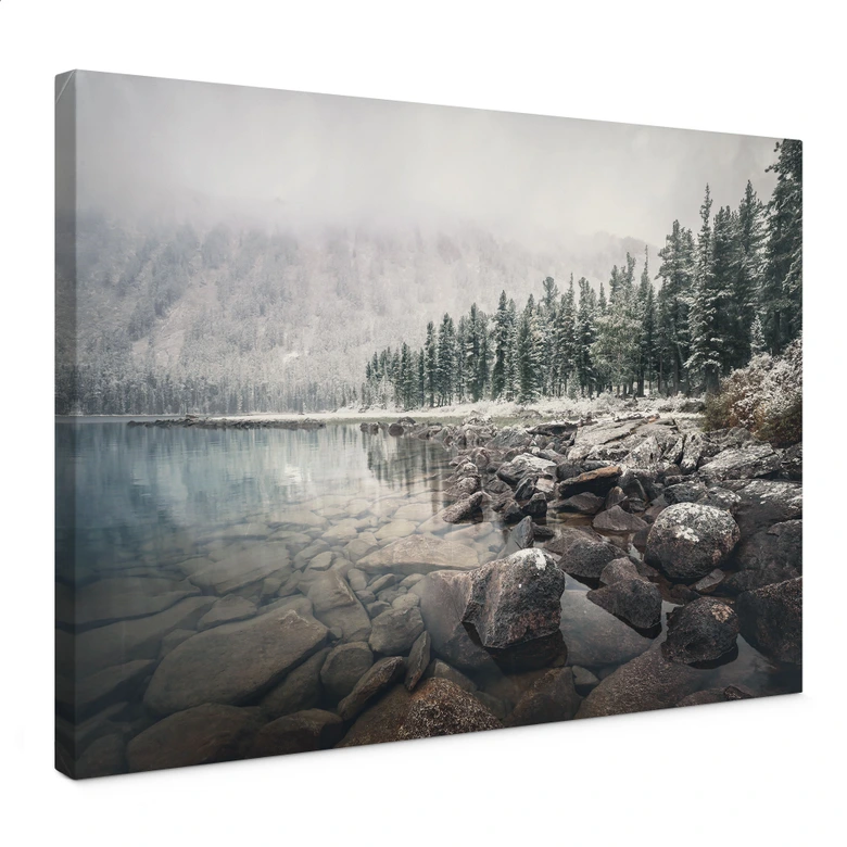 Leinwandbild Winterwald am See - Rostovskiy 