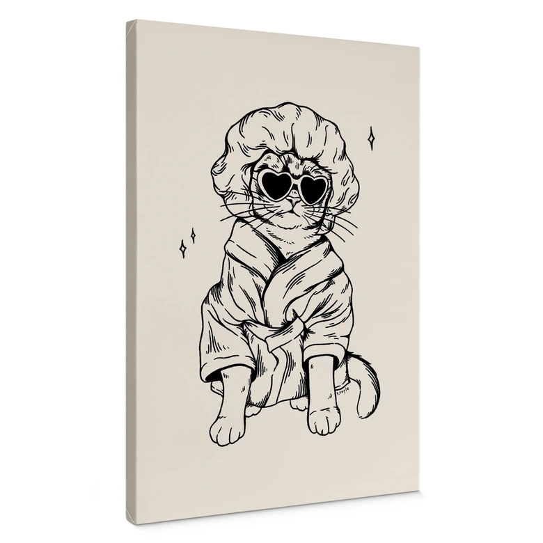 Leinwandbild Entspannte Katze mit Herzbrille - Royle 