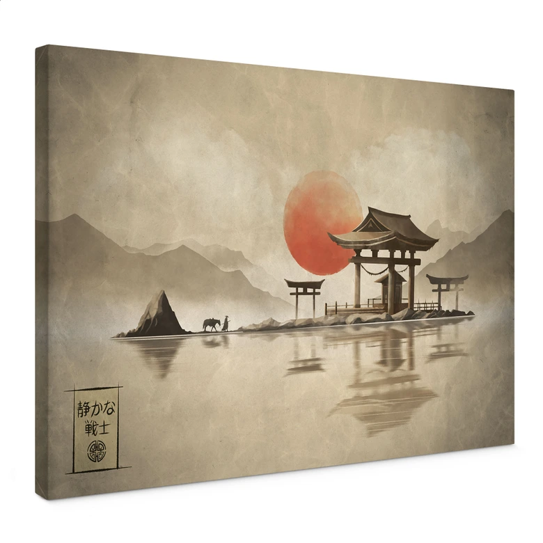 Leinwandbild Japanischer Tempel im Sonnenaufgang - Roze 
