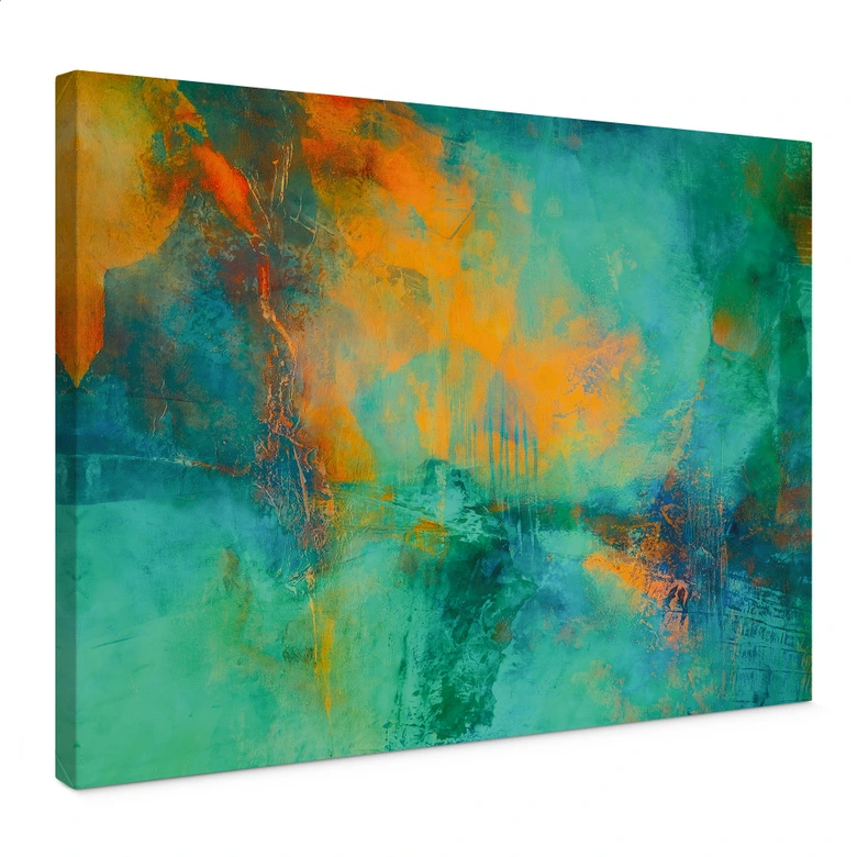 Canvas schilderij Abstract - Turquoise aurora borealis - Schmucker 