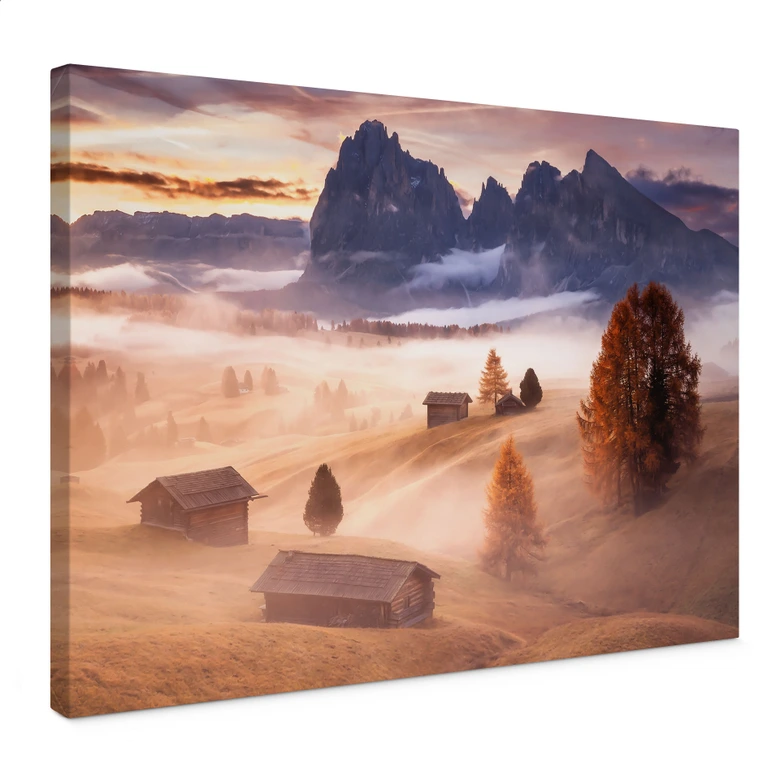 Leinwandbild Herbstnebel in den Alpen - Selagea 