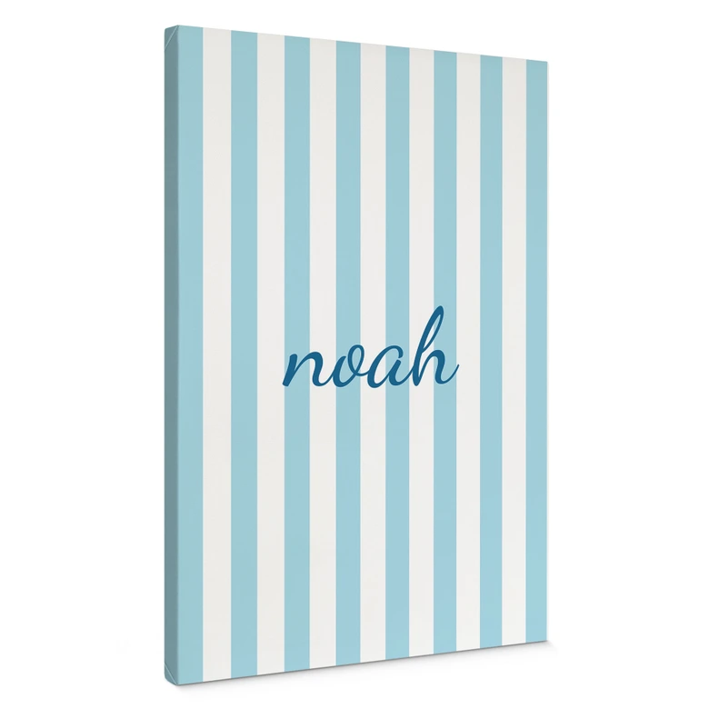 Personalisierbares Leinwandbild Streifen blau 