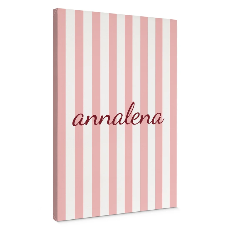 Personalisierbares Leinwandbild Streifen rosa 