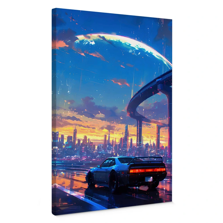 Lienzo Viaje en coche bajo la lluvia - Takkar 