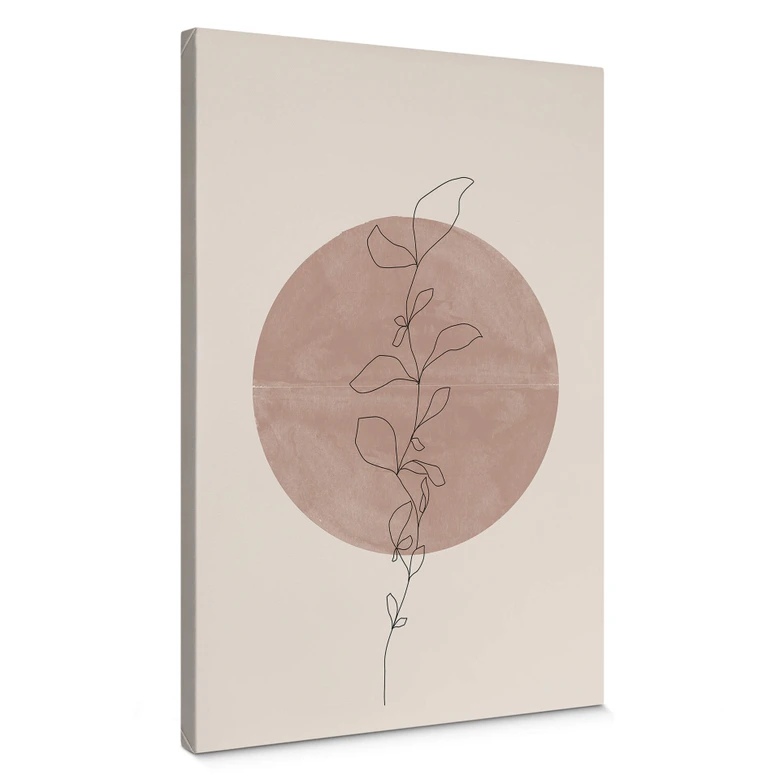 Leinwandbild The Miuus Studio - Line Art - Pflanze vor Vollmond 