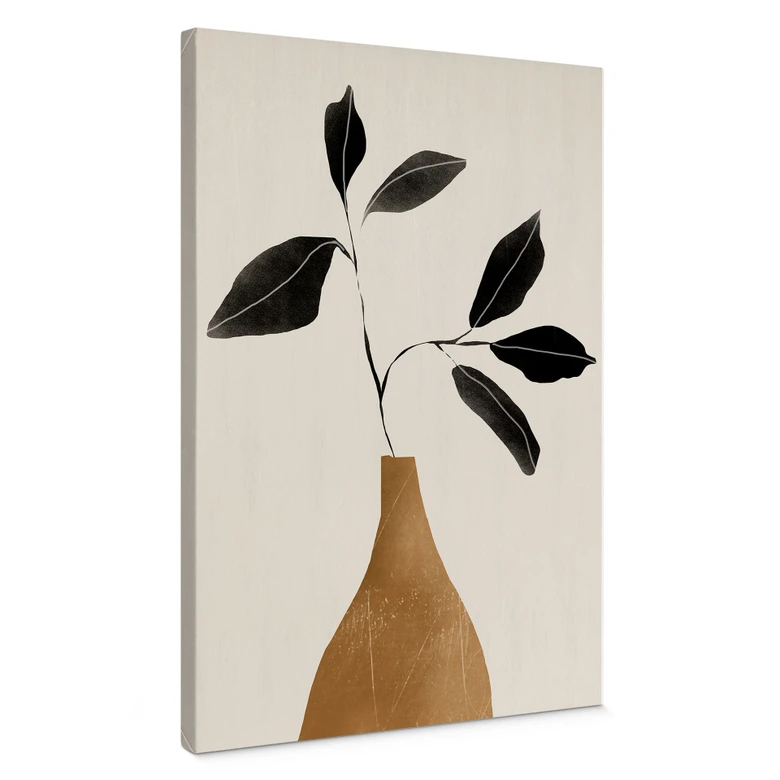 Leinwandbild Zweig in goldener Vase - ThingDesign 