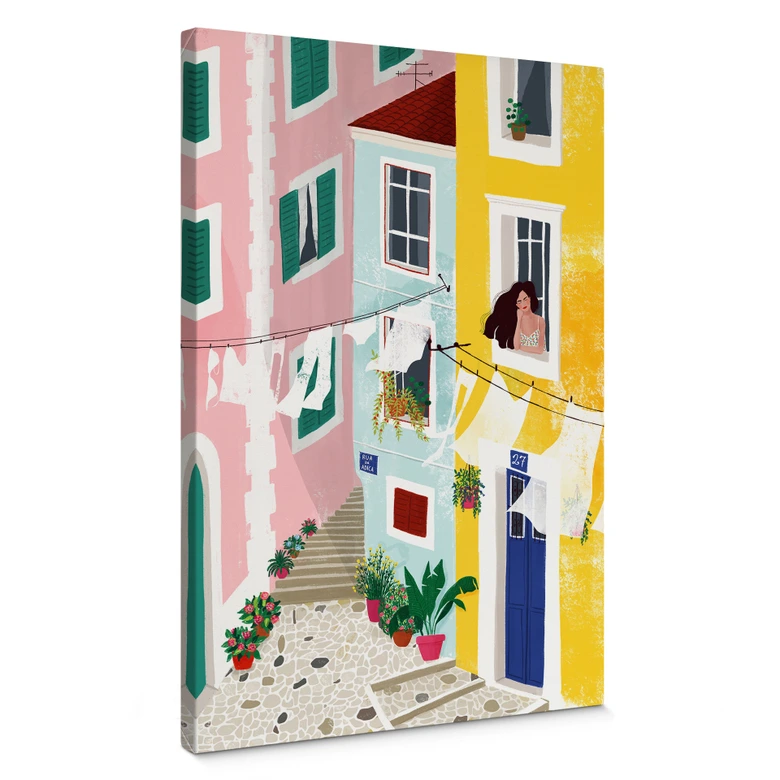 Leinwandbild Sommerliche Häuser Illustration - Tomljanovic 