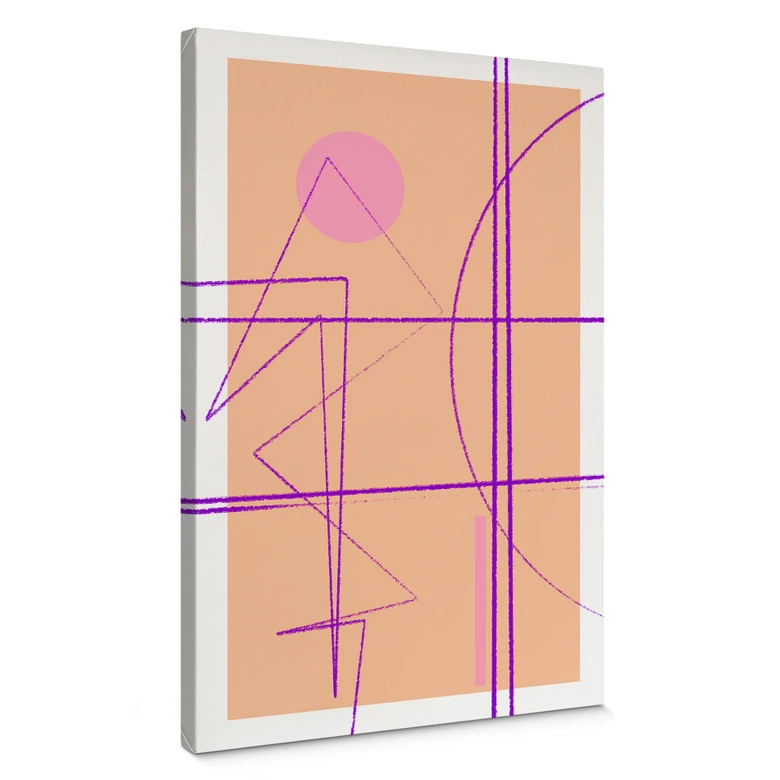 Canvas Abstracte lijnen op een oranje achtergrond - Treechild 