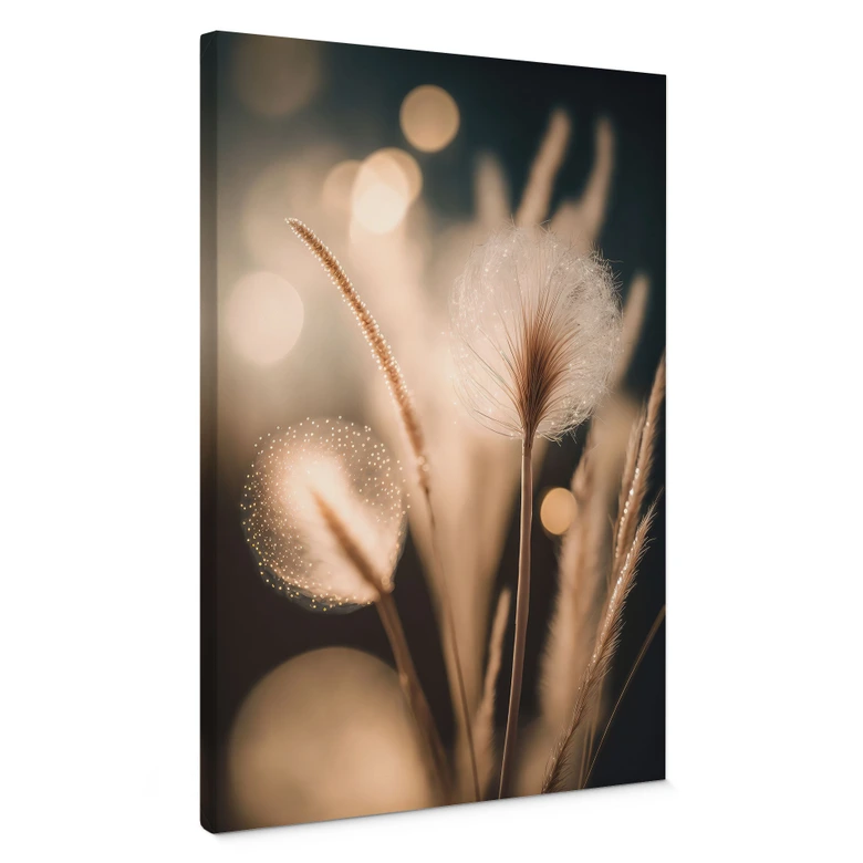 Leinwandbild Boho Gräser im goldenen Licht - Treechild 