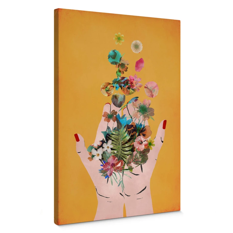 Tableau sur toile Treechild - Colorful flowers in Frida's hands 