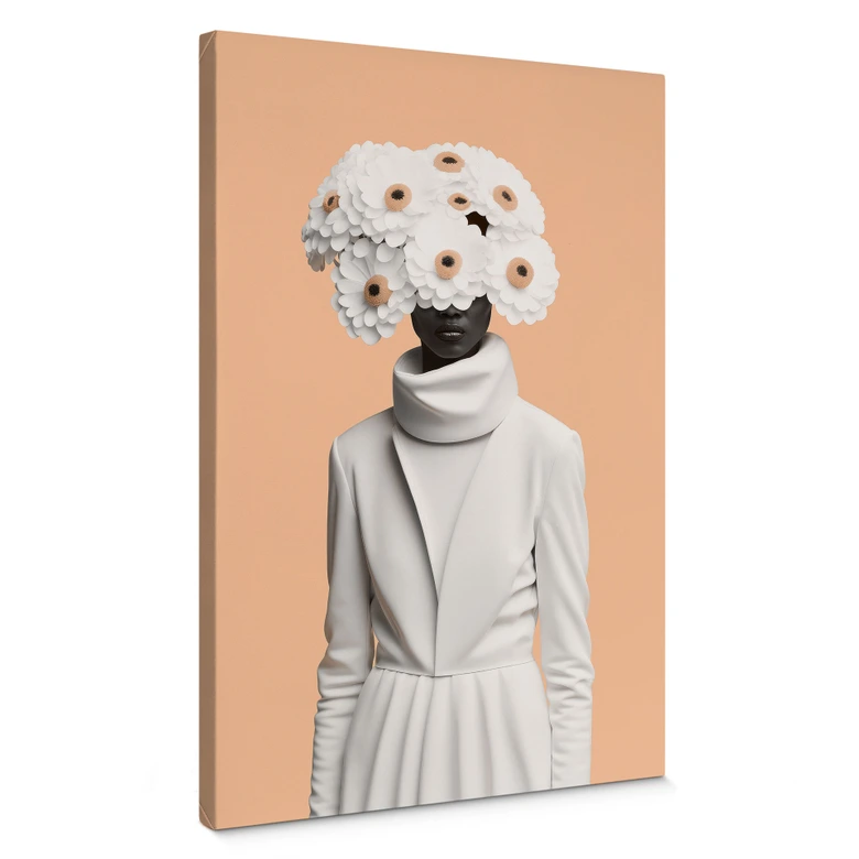 Canvas Dame in wit met bloemen - Treechild 