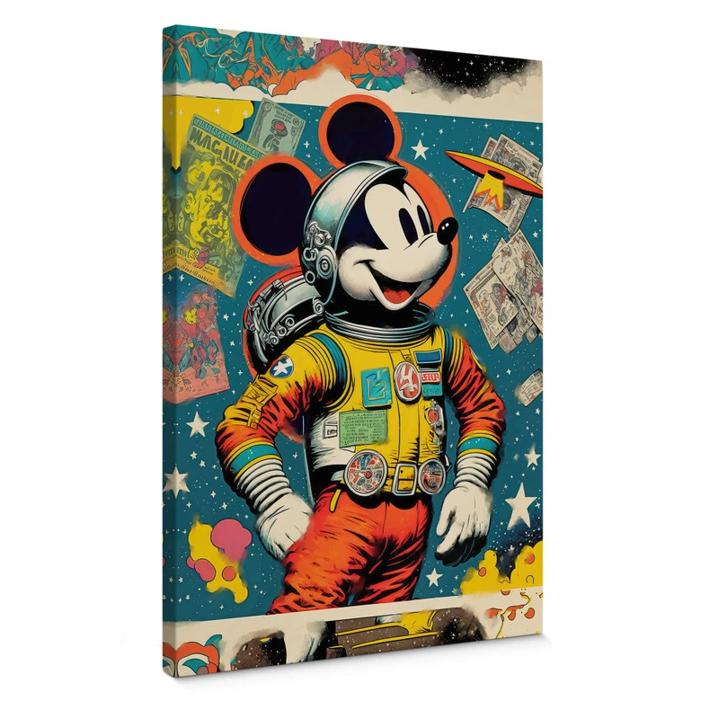 Leinwandbild Treechild - Mickey als Astronaut im Retro Stil 