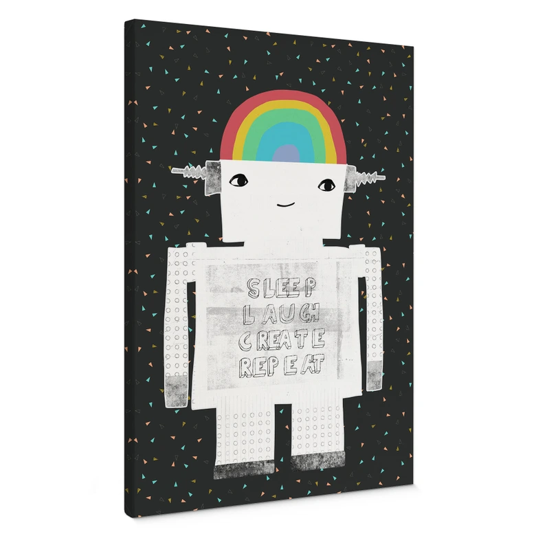 Leinwandbild Regenbogen-Roboter Sleep Laugh Create - Treechild 