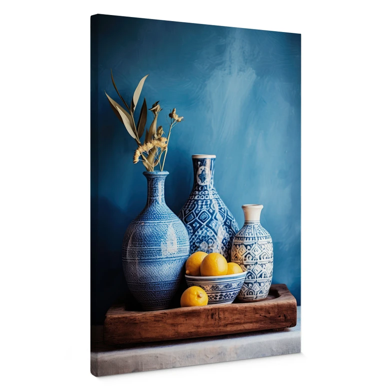 Canvastavla stilleben med vaser och citroner - Treechild 