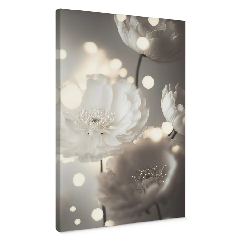 Canvasbillede Hvide blomster i et hav af lys - Treechild 