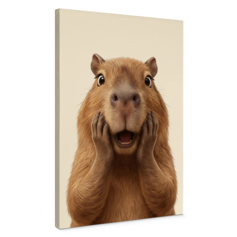 Leinwandbild Überraschtes Capybara 