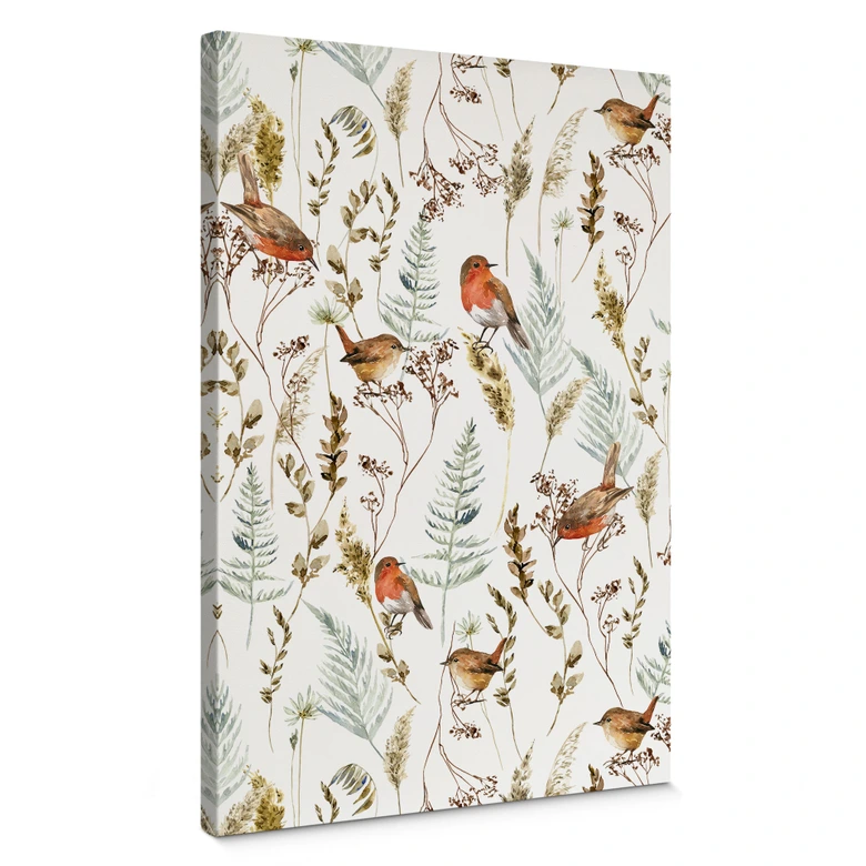 Leinwandbild Spatzen und Rotkehlchen - UN Designs 