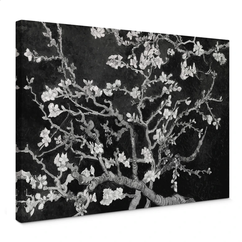 Leinwandbild van Gogh - Mandelblüte - schwarz 