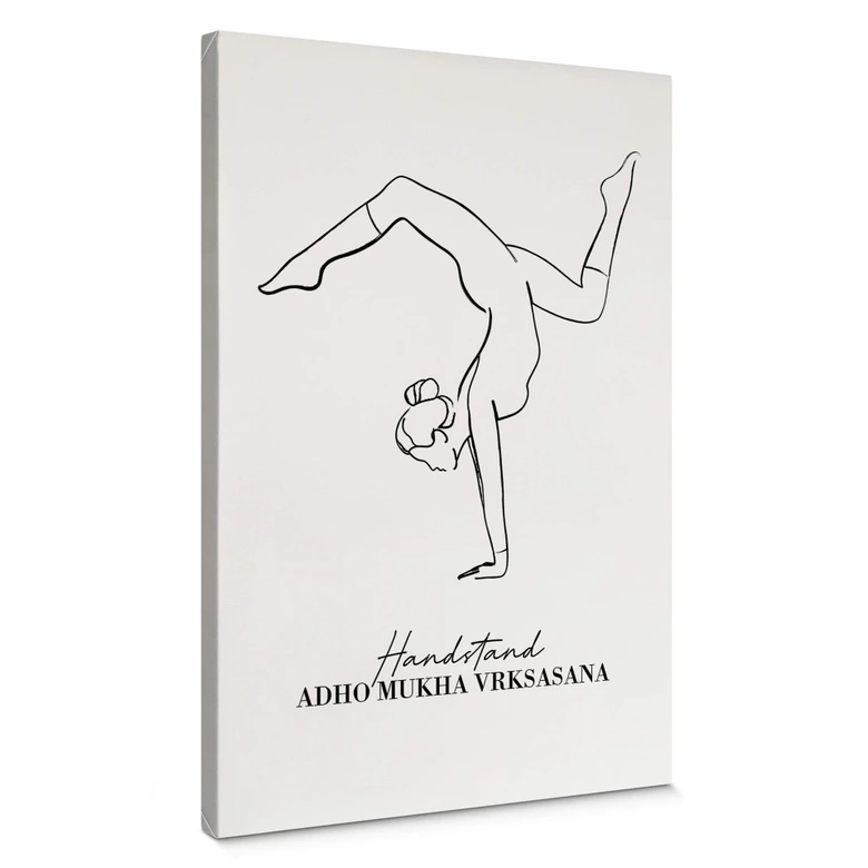 Leinwandbild Yoga - Handstand - Line Art 