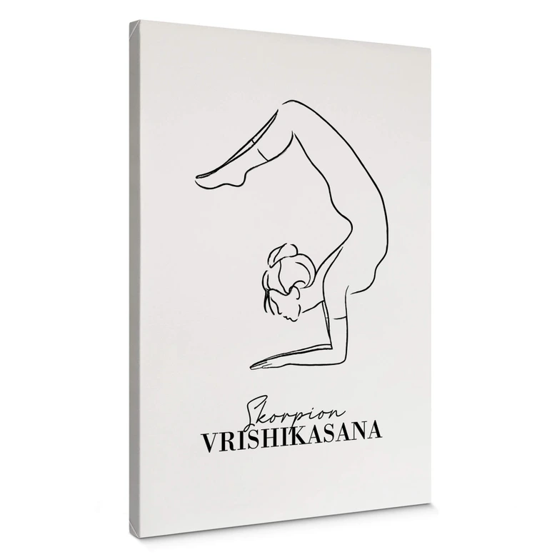 Leinwandbild Yoga Skorpion - Line Art 
