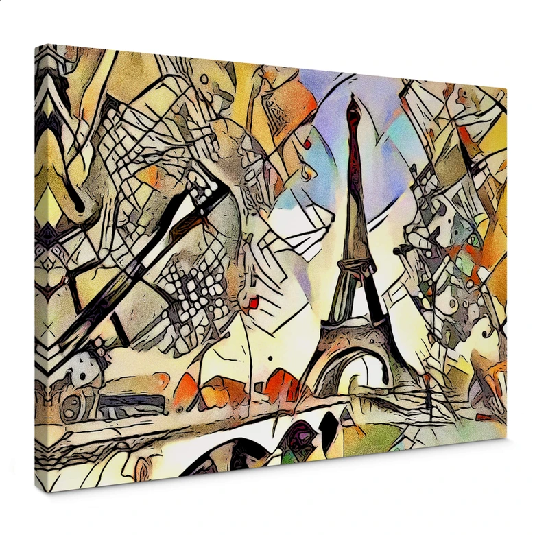 Leinwandbild Zamart - Kandinsky trifft Paris Eifelturm 