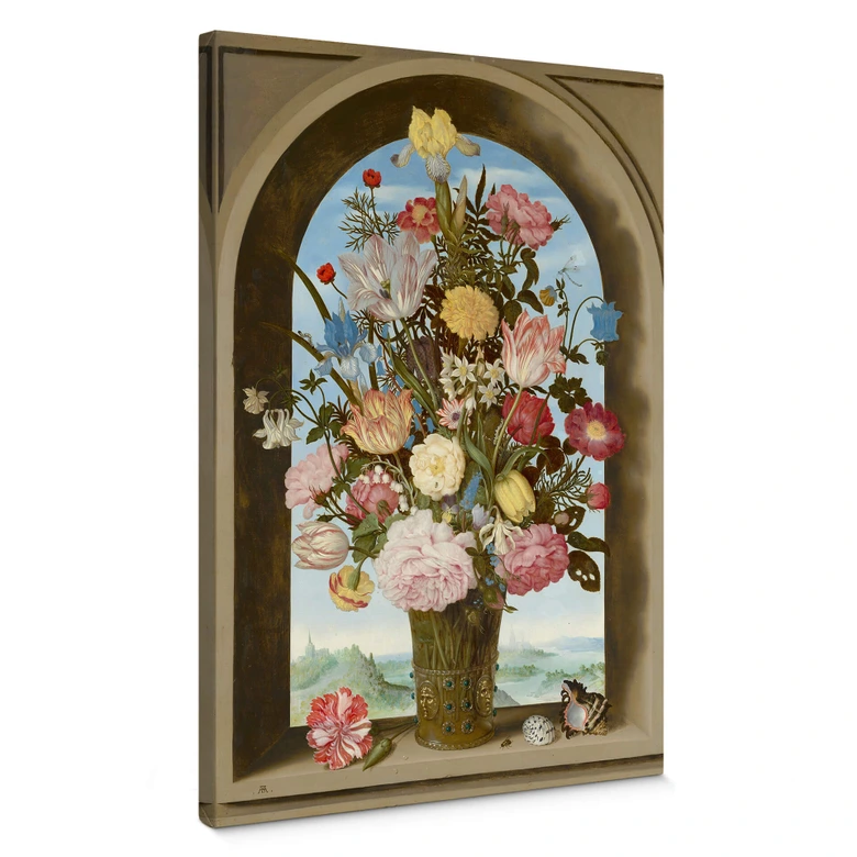 Leinwandbild Bosschaert - Blumenvase in einer Fensternische 
