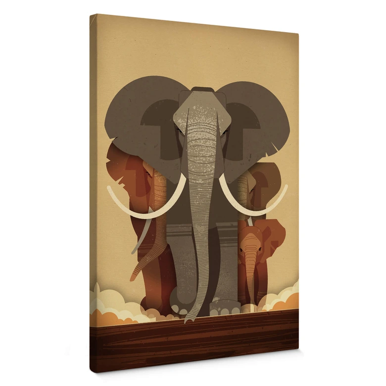 Leinwandbild Braun - Elephants 