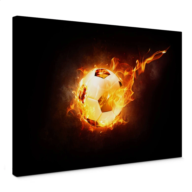 Leinwandbild Fußball in Flammen 