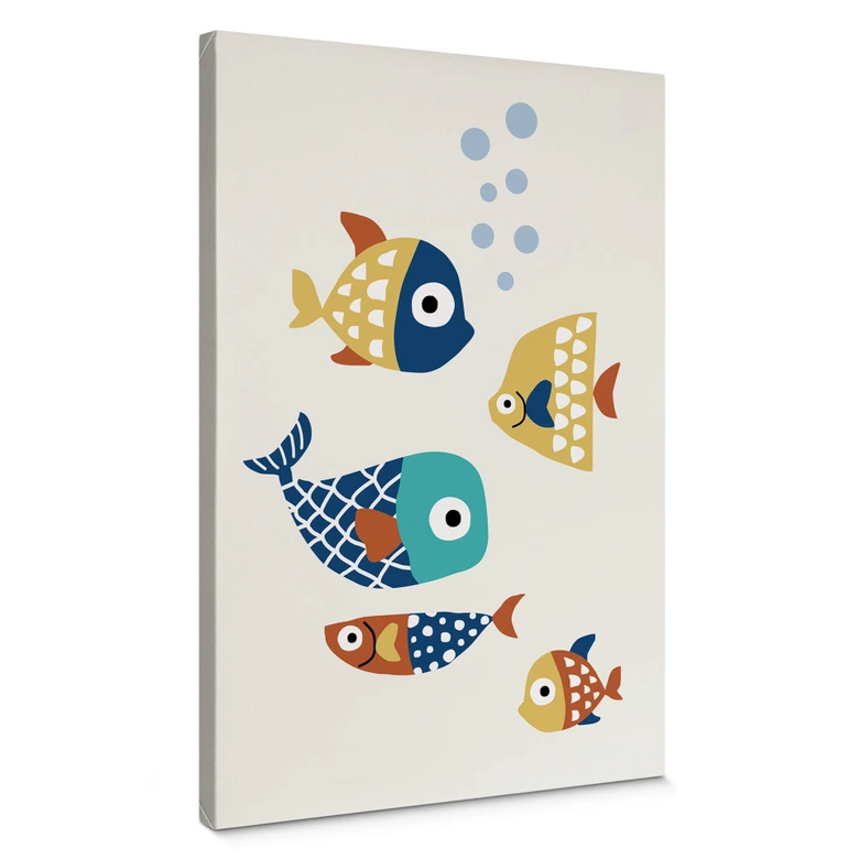 Canvastavla Kubistika - Färgglad fisk 