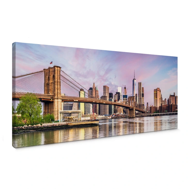 Canvasbillede - Colombo - Manhattan Skyline og Brooklyn Bridge - Panorama 