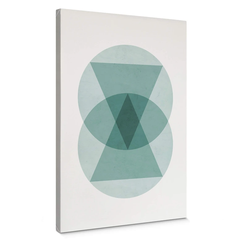 Leinwandbild Nouveauprints - Circles & triangles aqua 