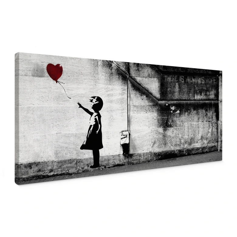 Canvas schilderij Banksy - Meisje met ballon - Panorama 