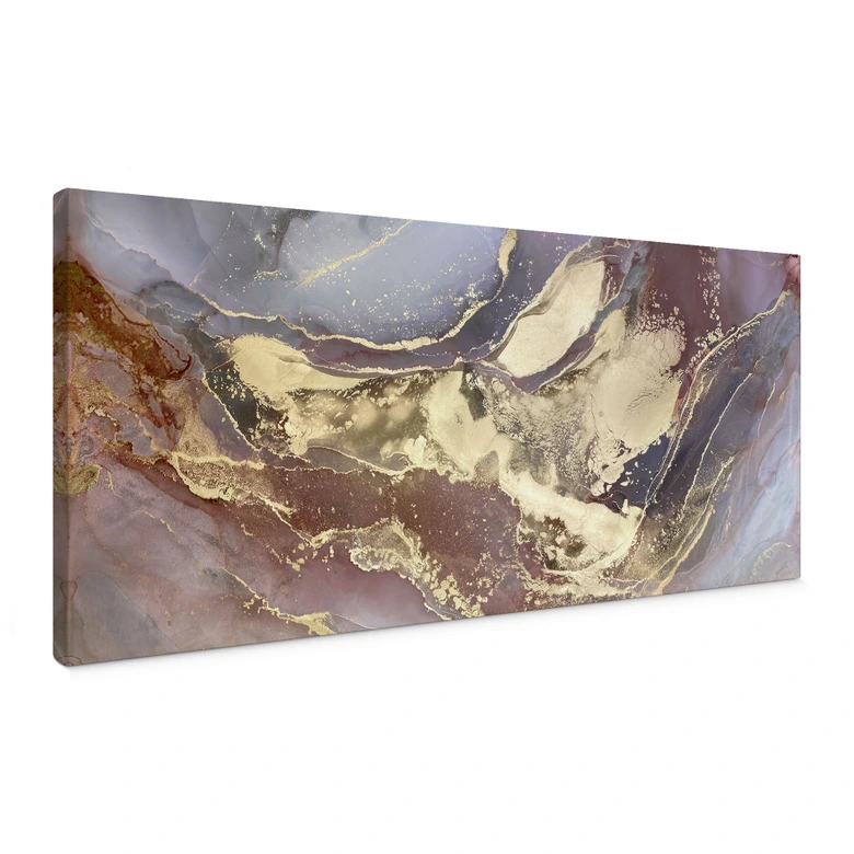 Leinwandbild Edle Strukturen in Gold und Violett - Shelest - Panorama 