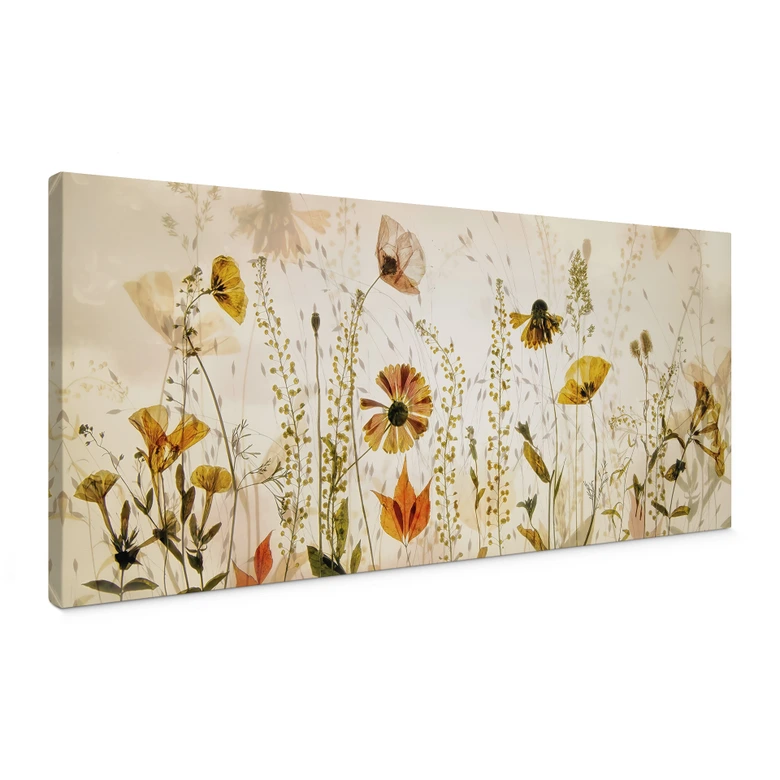 Leinwandbild Wilde Wiesenblumen im Sonnenlicht - Talen - Panorama 