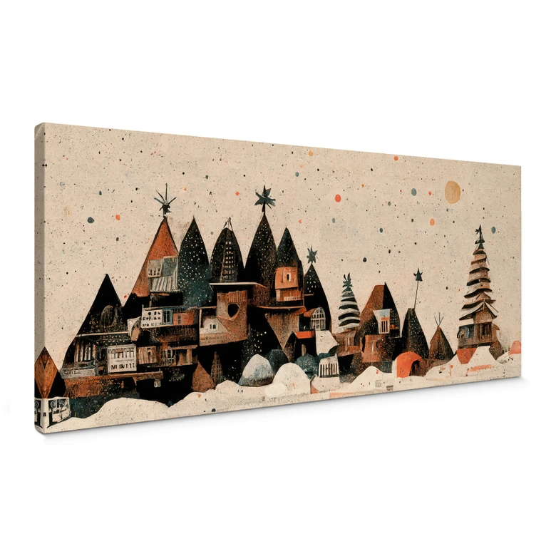 Leinwandbild Weihnachtliche Stadt Panorama - Treechild 