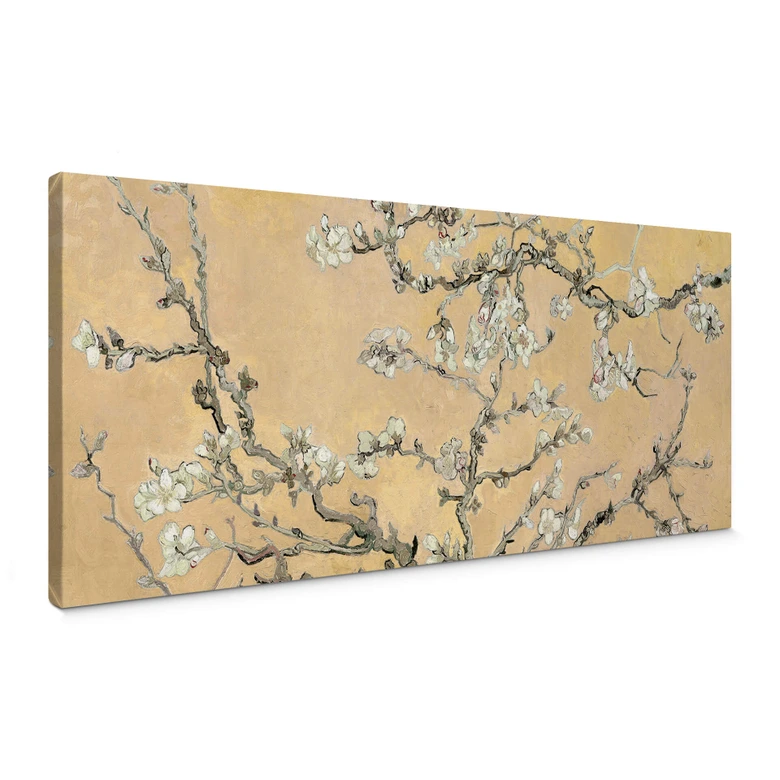 Canvas van Gogh Amandelbloesem crème - panorama 