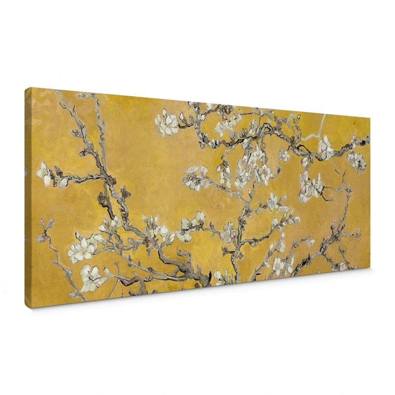 Canvas van Gogh - Amandelbloesem oker (panorama) 