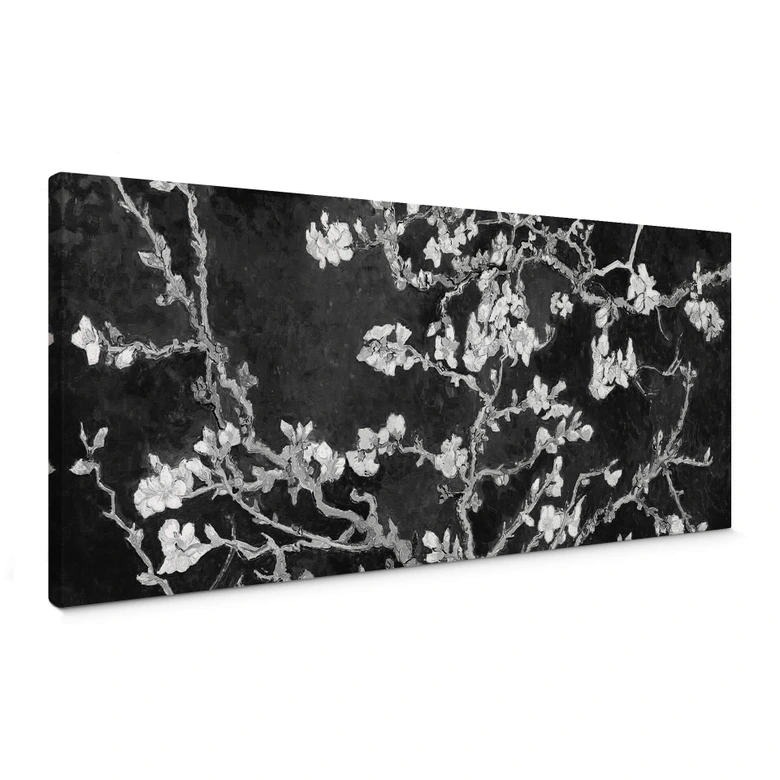 Leinwandbild van Gogh - Mandelblüte - schwarz - Panorama 