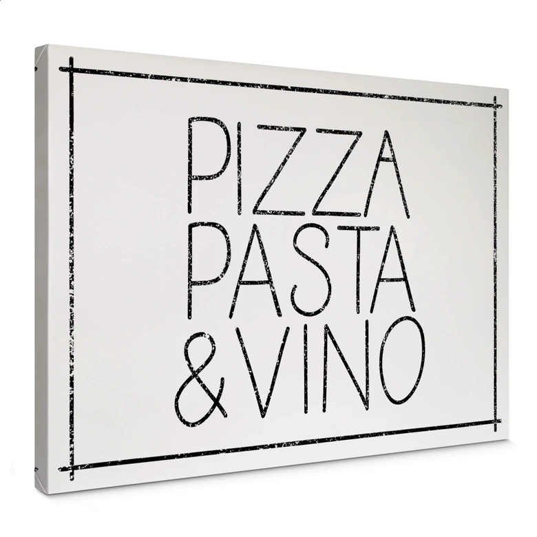 Leinwandbild Pizza Pasta & Vino weiß 