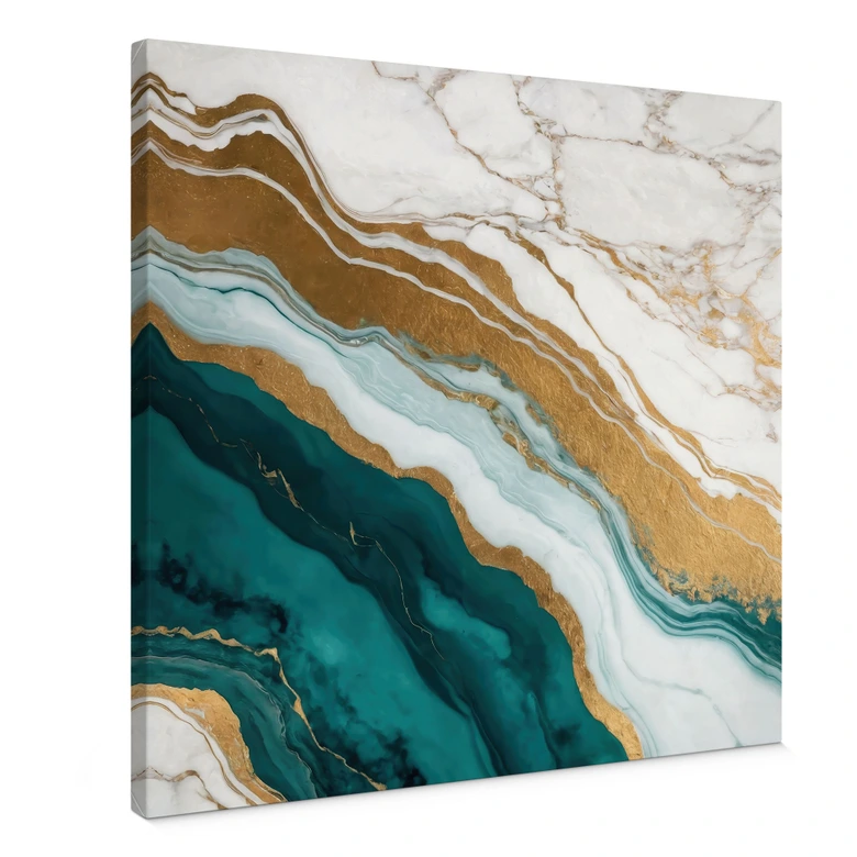 Leinwandbild Marmor-Fluss aus Gold und Jade - Alpenglow Workshop - Quadratisch 