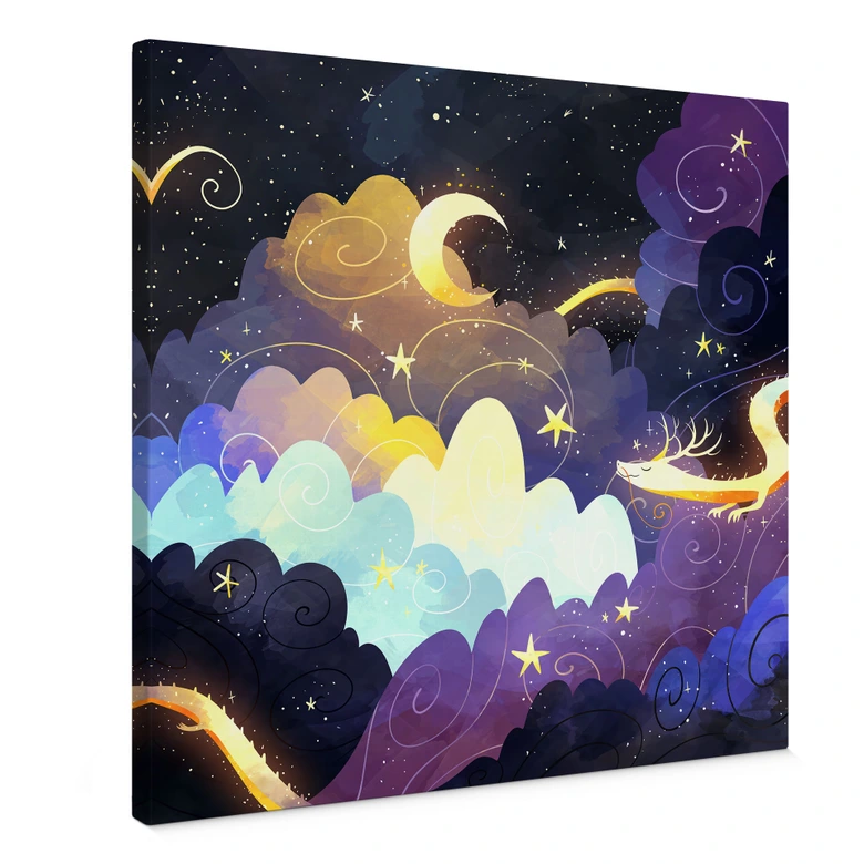Canvas print kite flying through starry clouds - DigitalArtsi 