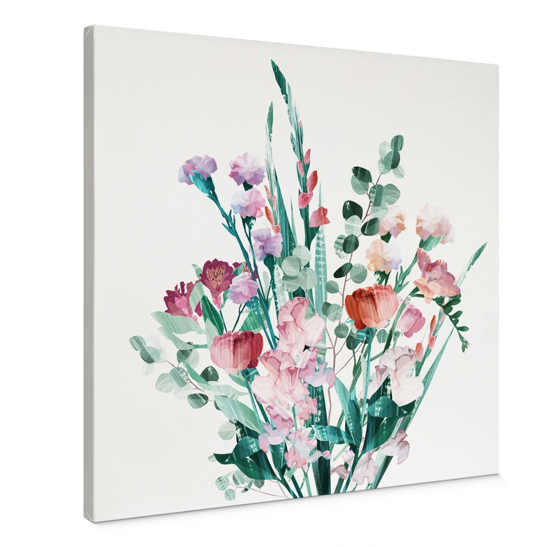 Canvastavla Vildblommor Bukett på våren - Goed Blauw - Fyrkant 