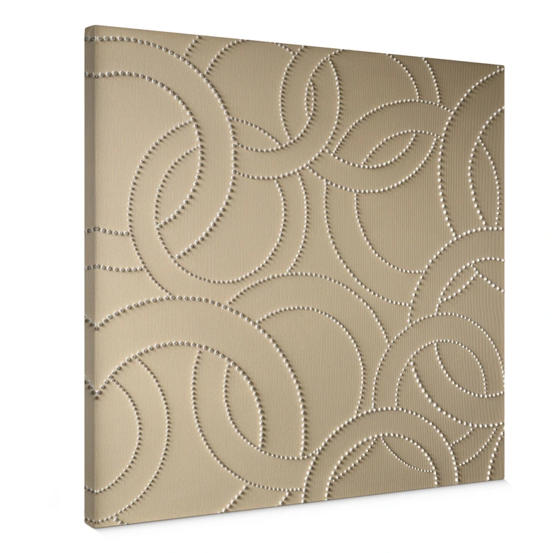 Leinwandbild Abstrakte Ringe beige - Grande - Quadratisch 