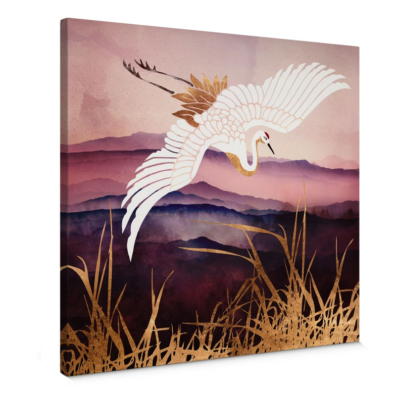Leinwandbild Eleganter Kranich - SpaceFrog Designs 