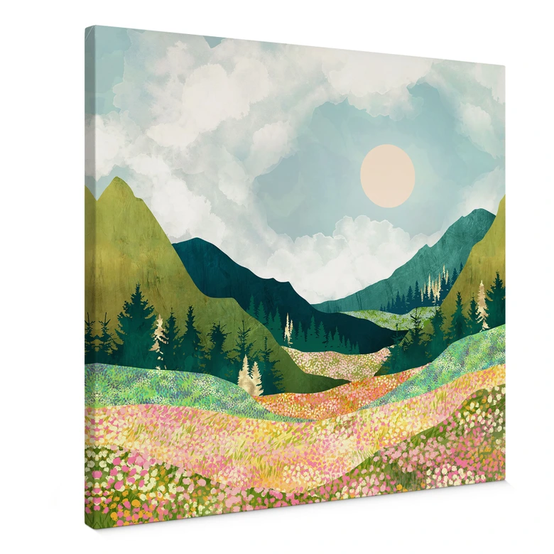 Canvas Kleurrijke lenteweide - SpaceFrog Designs 