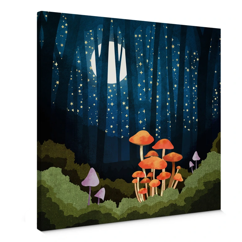 Leinwandbild Wald und Sterne in der Nacht - SpaceFrog Designs - Quadratisch 